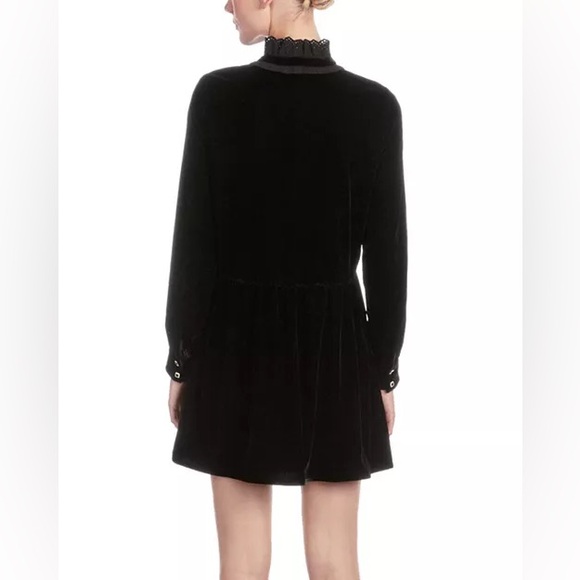 The Kooples Short Black Velvet Dress with Bijou Buttons. - Picture 2 of 15